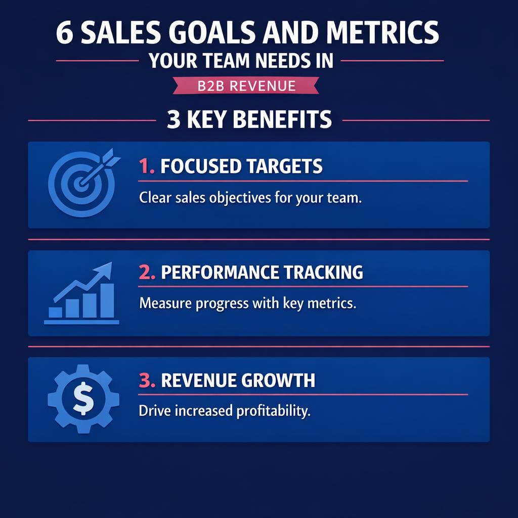 6 Sales Goals and Metrics Your Team Needs in — key stats, steps and framework infographic for B2B revenue teams | Revspire