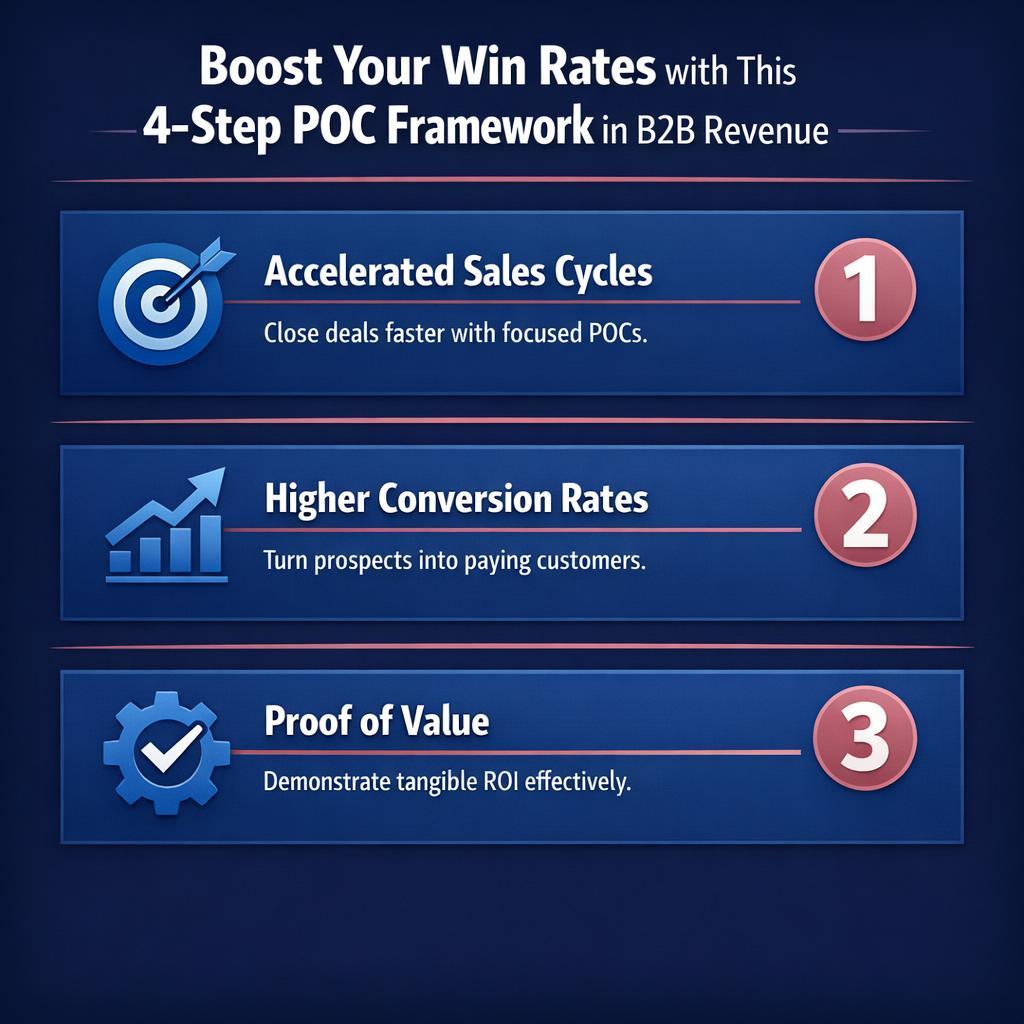 Boost Your Win Rates with This 4-Step POC Framework in — key stats, steps and framework infographic for B2B revenue teams | Revspire