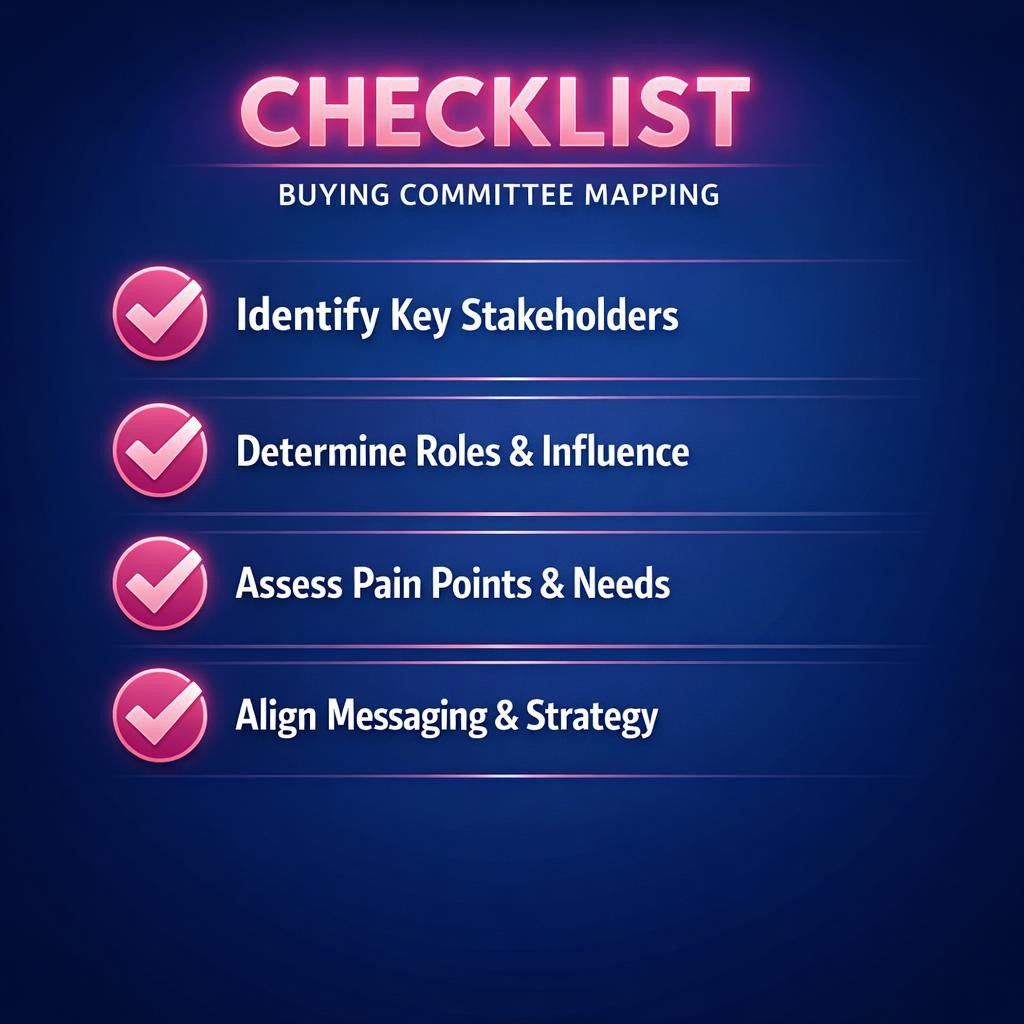 Buying Committee Mapping — key stats, steps and framework infographic for B2B revenue teams | Revspire