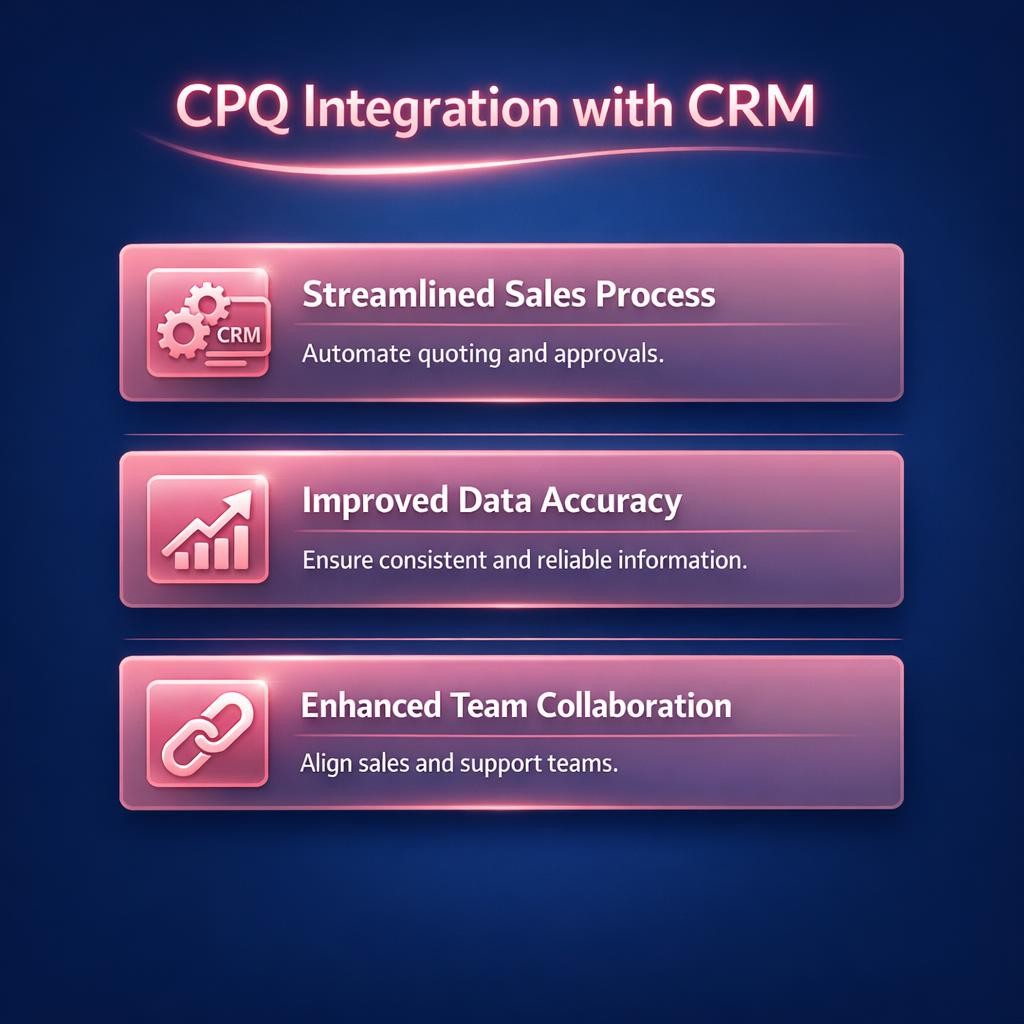 CPQ Integration with CRM — key stats, steps and framework infographic for B2B revenue teams | Revspire