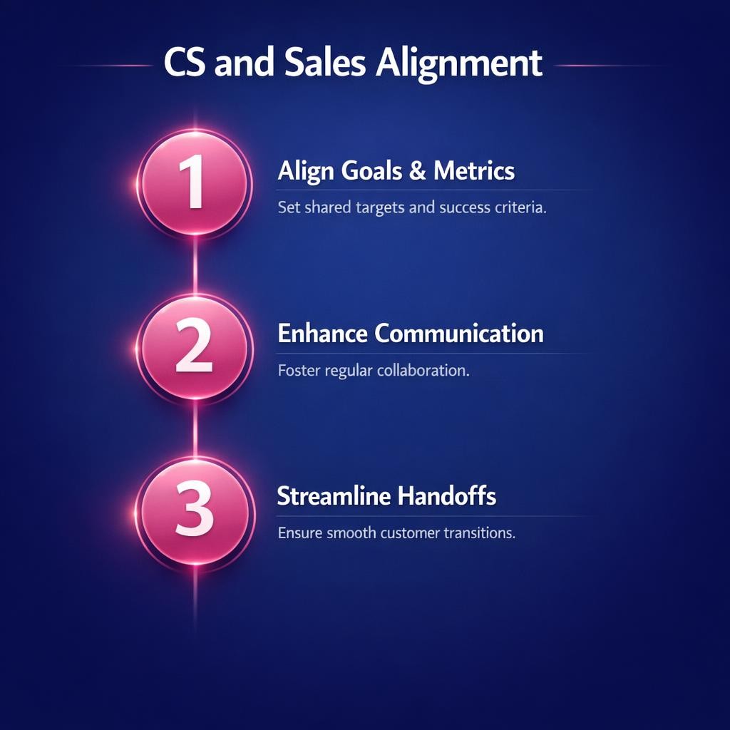 CS and Sales Alignment — key stats, steps and framework infographic for B2B revenue teams | Revspire