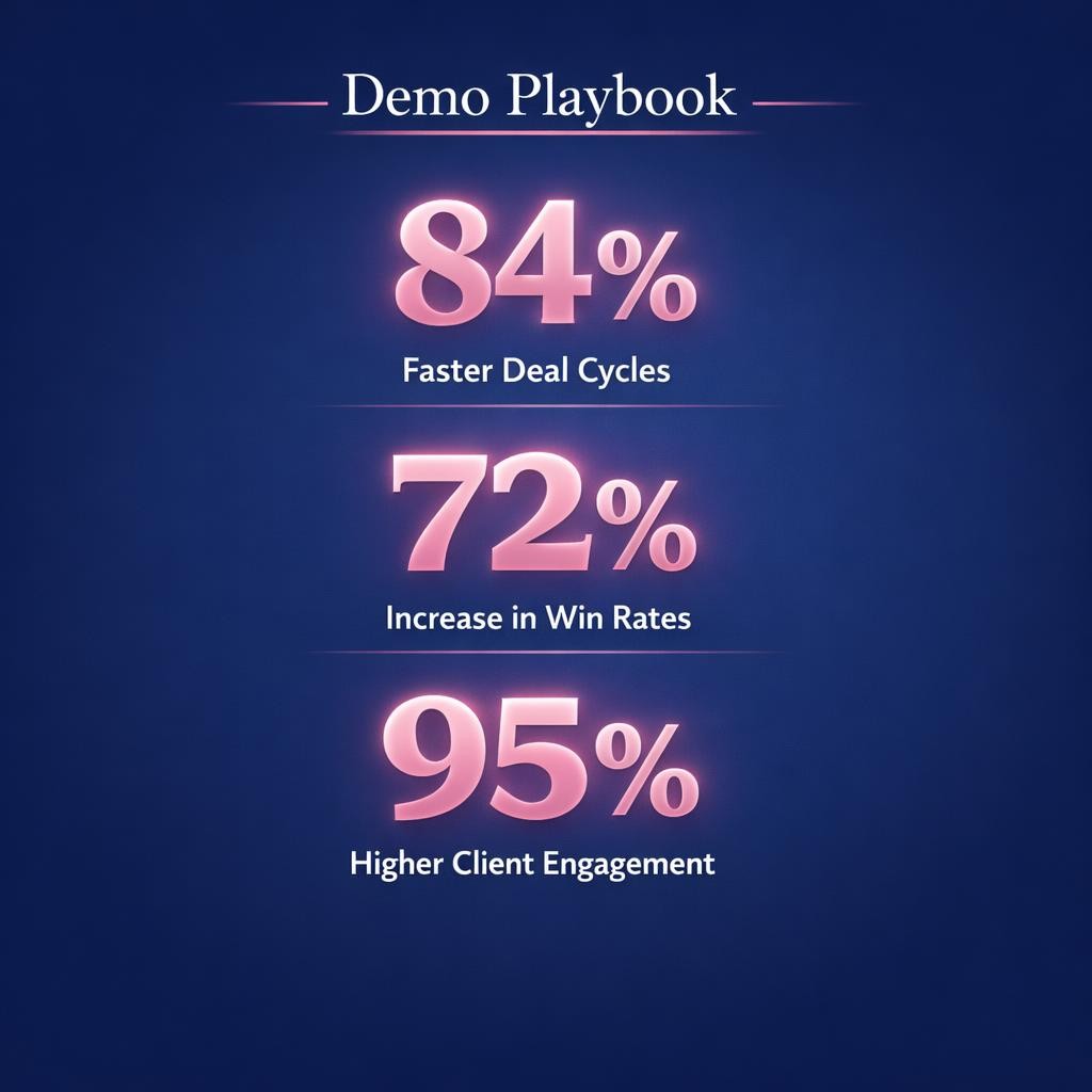 Demo Playbook — key stats, steps and framework infographic for B2B revenue teams | Revspire