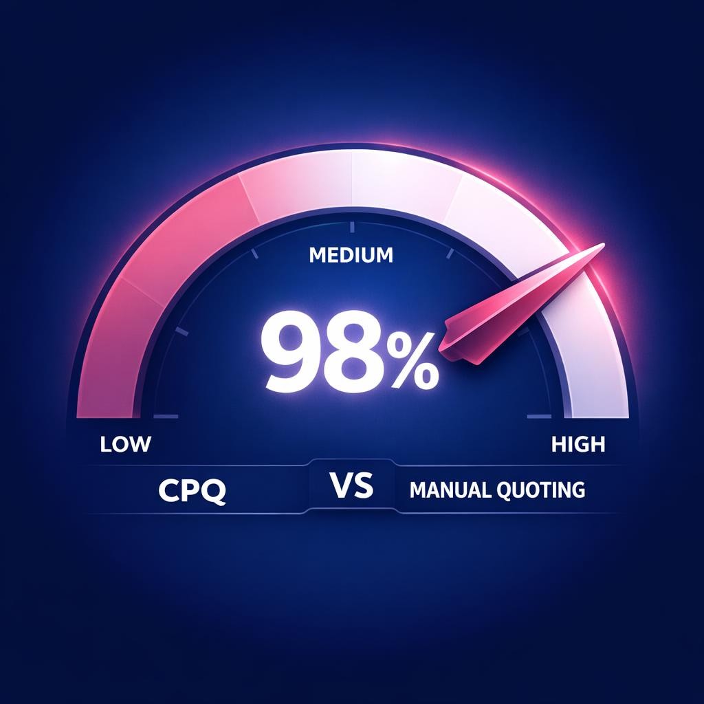 CPQ vs Manual Quoting — key stats, steps and framework infographic for B2B revenue teams | Revspire