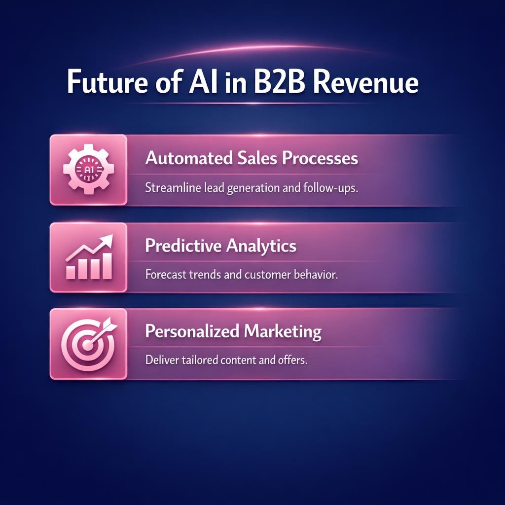 Future of AI in B2B Revenue — key stats, steps and framework infographic for B2B revenue teams | Revspire