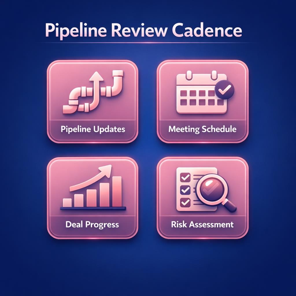 Pipeline Review Cadence — key stats, steps and framework infographic for B2B revenue teams | Revspire